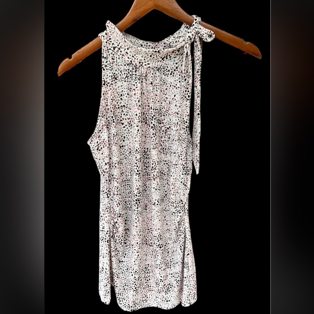 WHBM Pink Speckled Halter Top Blouse Sleeveless Neck Side Tie Size XS